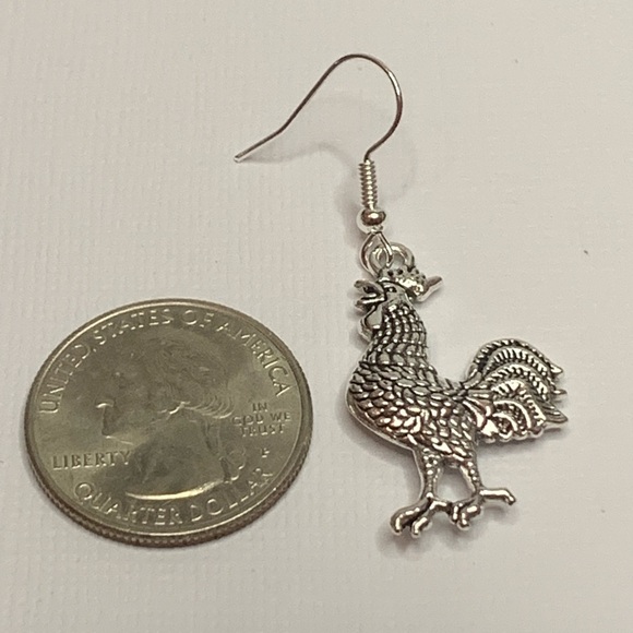 Chicken Earring, Rooster Earring, Gift Idea, Silly Earrings, Adorable Earrings - Picture 2 of 4